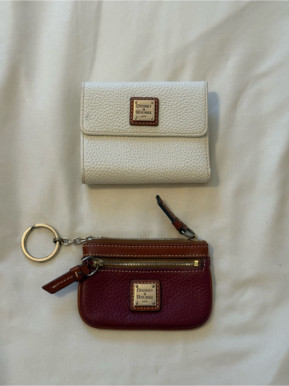 Dooney & Bourke | White Wallet + Burgundy Leather Key Pouch Bundle (2) - Picture 2 of 4